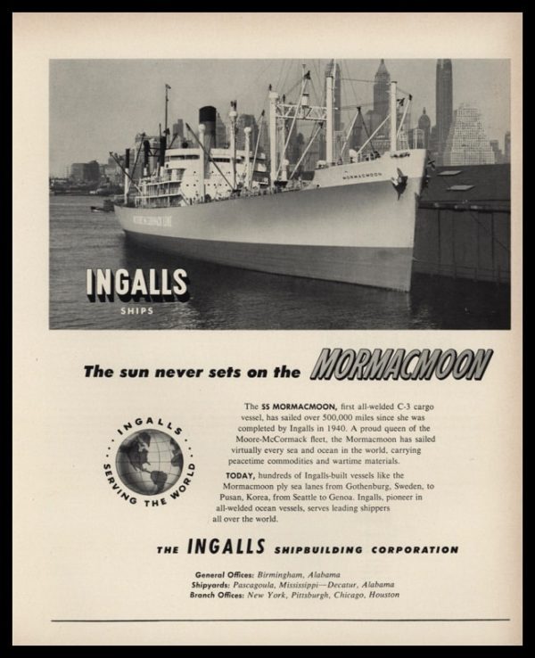 1953 Ingalls Shipbuilding Vintage Ad | Brooklyn Pier
