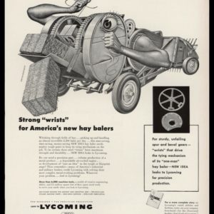 1953 Lycoming Vintage Ad | Artzybasheff Hay Baler Art