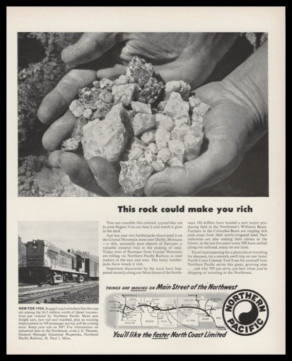 1953 Northern Pacific Railway Vintage Ad | Fluorspar