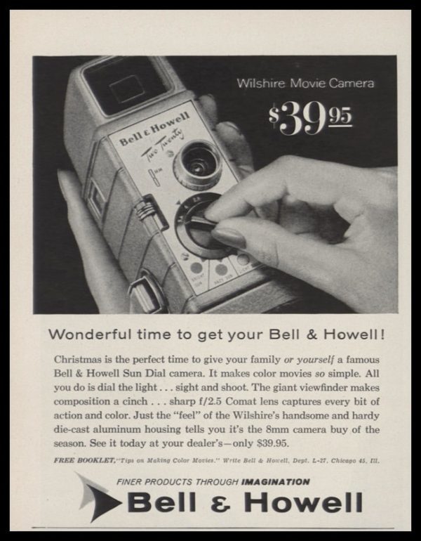 1956 Bell & Howell Wilshire Movie Camera Vintage Ad