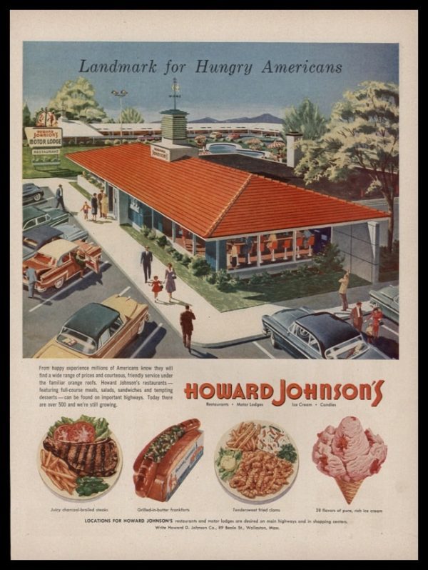 1956 Howard Johnson's Vintage Ad - "Landmark for Hungry Americans"
