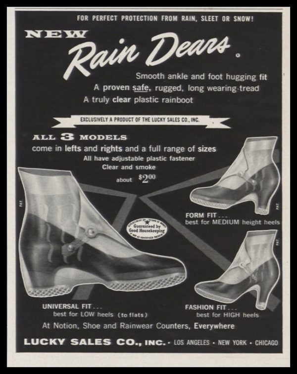 1956 Rain Dears Shoe Protectors Vintage Ad