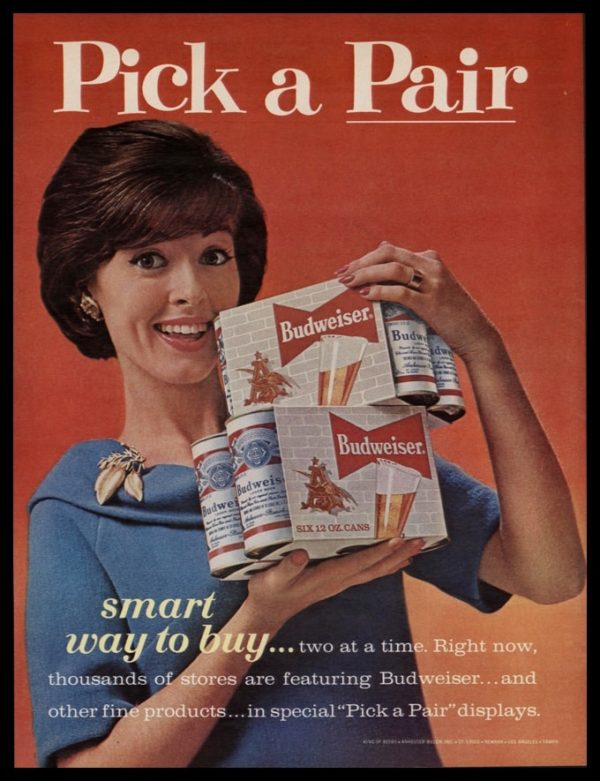 1963 Budweiser Beer Vintage Ad | "Pick a Pair"