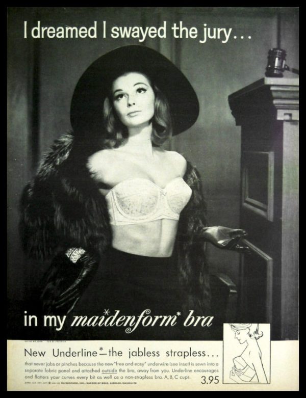 1963 Maidenform Bra Vintage Ad - "I dreamed I swayed the Jury..."