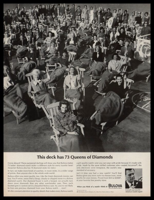 1964 Bulova Diamond Watches Vintage Ad - "73 Queens of Diamonds"