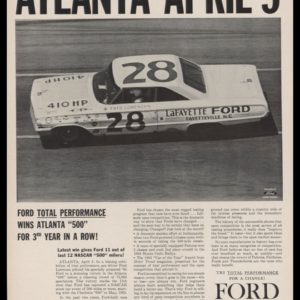 1964 Ford Vintage Ad - NASCAR - Lorenzen wins Atlanta 500