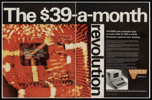 1969 Viatron System 21 Computer 2-Page Vintage Print Ad - "The $39-a-month revolution"