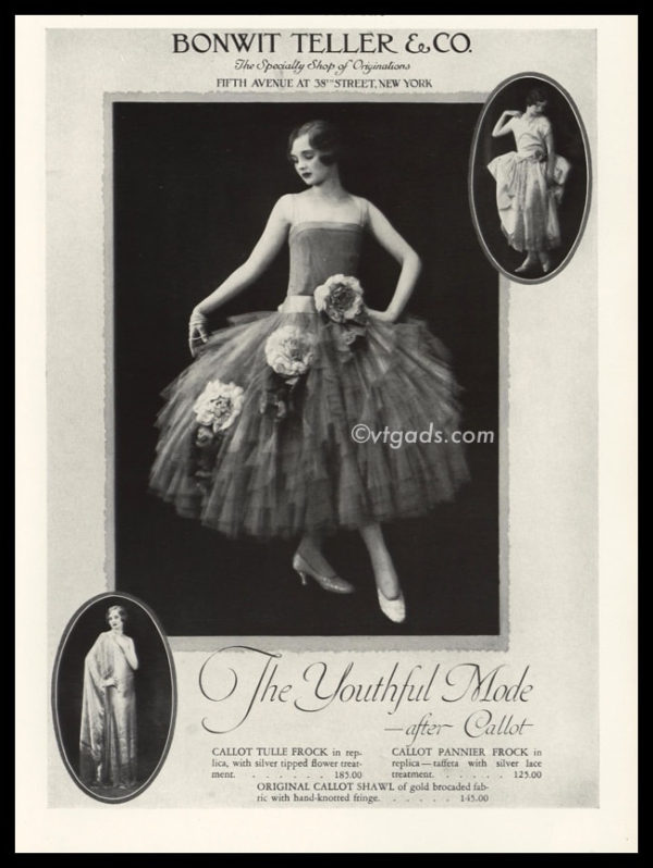 1925 Bonwit Teller Vintage Ad | Callot Frock