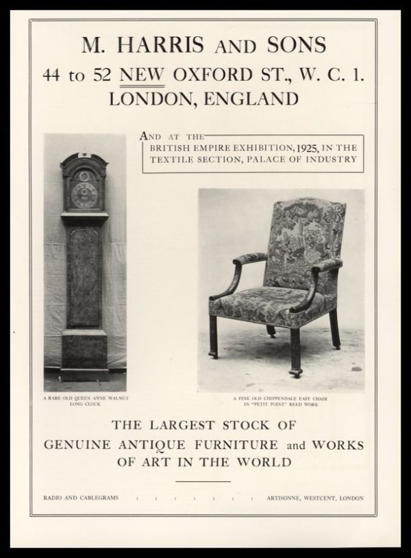 1925 M. Harris & Sons Vintage Ad | Antique Furniture