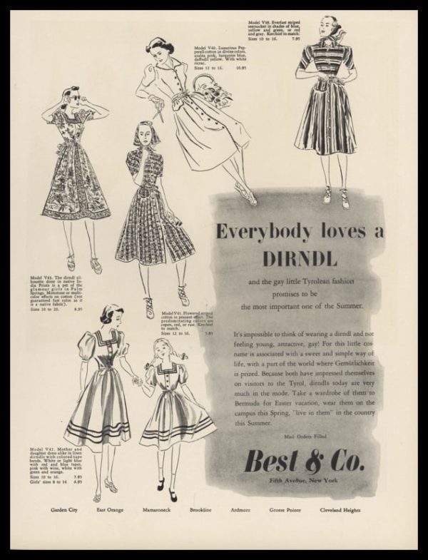 1938 Best & Co. Vintage Ad | Dirndl Dresses