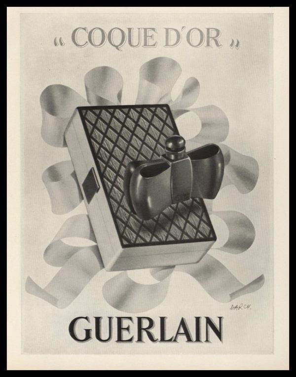 1938 Guerlain Perfume Vintage Ad | Coque D'or