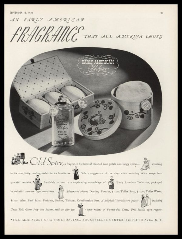 1938 Old Spice Early American Fragrance Toiletries Vintage Ad