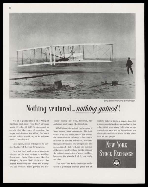 1948 New York Stock Exchange Vintage Ad | Wright Bros.
