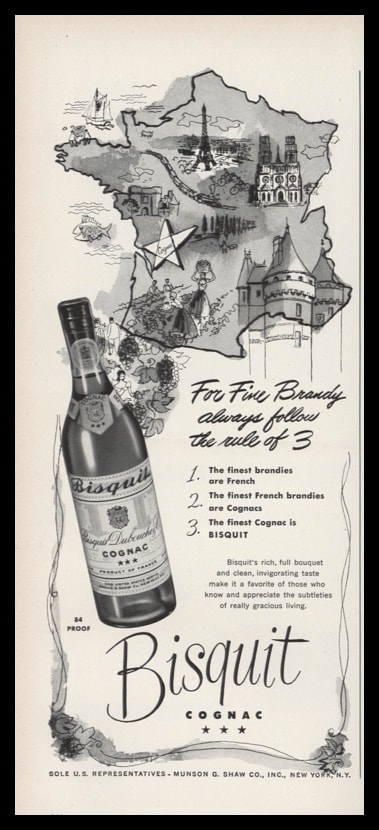 1952 Bisquit Cognac Vintage Ad | Rule of 3