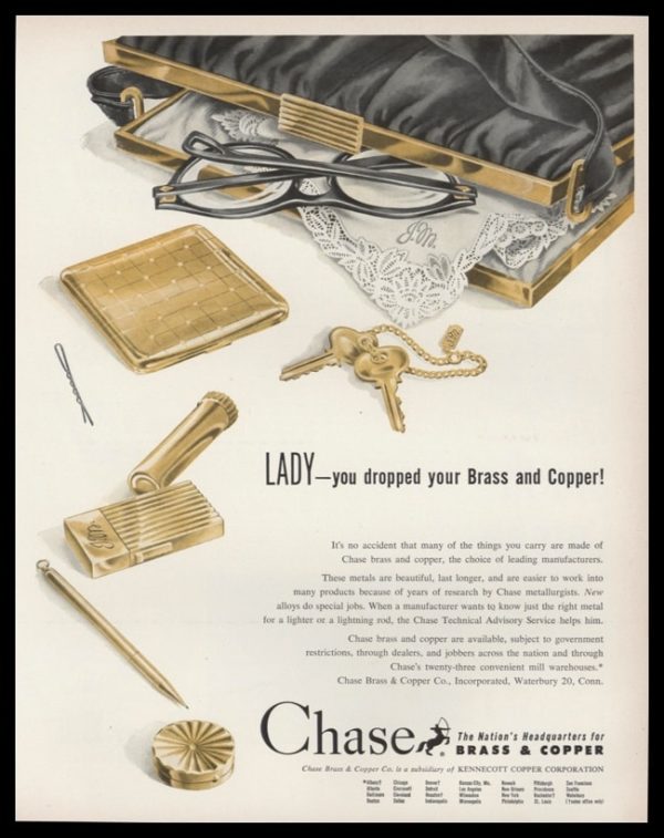 1952 Chase Brass & Copper Co. Vintage Ad | Ladies Accessories