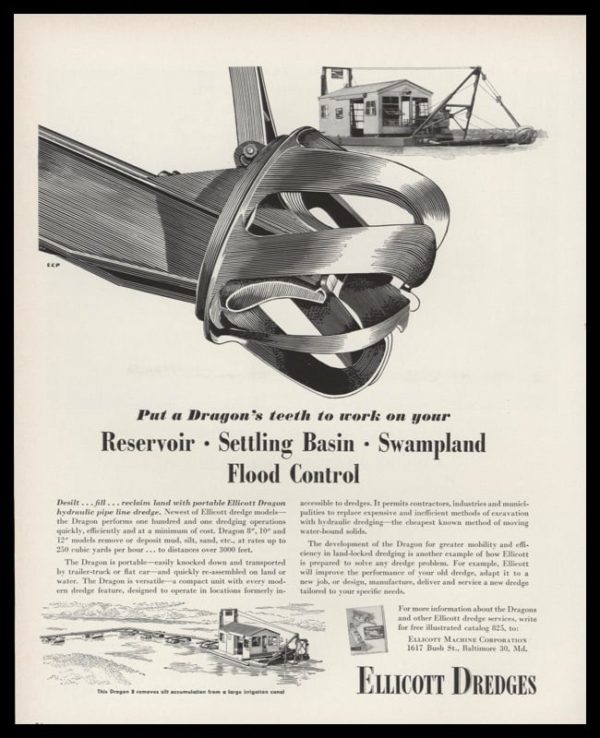 1953 Ellicott Dredges Vintage Ad | Dragon