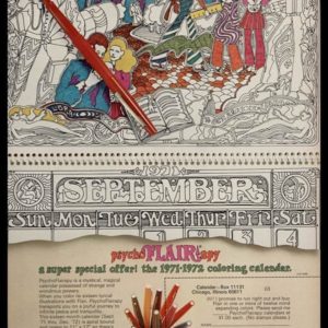1971 PsychoFLAIRapy Coloring Calendar Vintage Ad