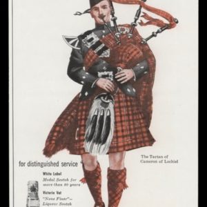 1948 Dewar's Scotch Vintage Ad | Clan Tartan Bagpipe