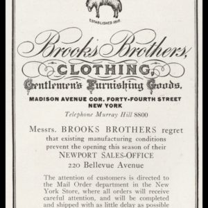 1919 Brooks Brothers Clothing Vintage Ad
