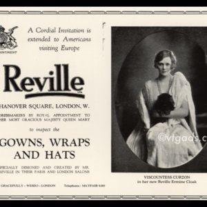 1925 Reville Ermine Cloak Vintage Ad | Viscountess Curzon