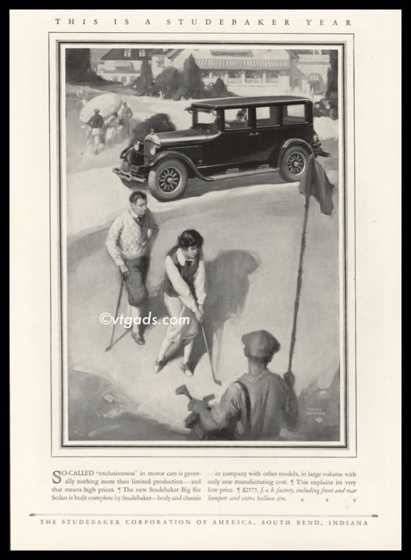 1925 Studebaker Vintage Ad | Harry Slater Golf Art