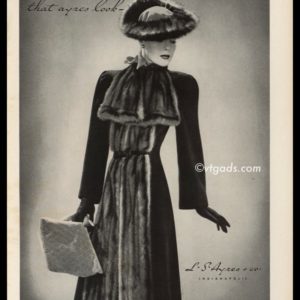 1938 L. S. Ayres Vintage Ad | Philip Magone Fur Coat