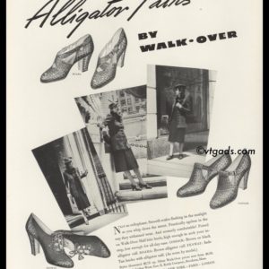 1938 Walk-Over Ladies Alligator Shoes Vintage Ad
