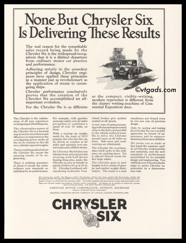 1925 Chrysler Six Vintage Ad