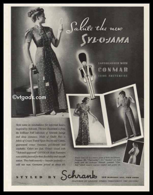 1938 Vintage Ad Schrank Syl-O-Jama Pajamas