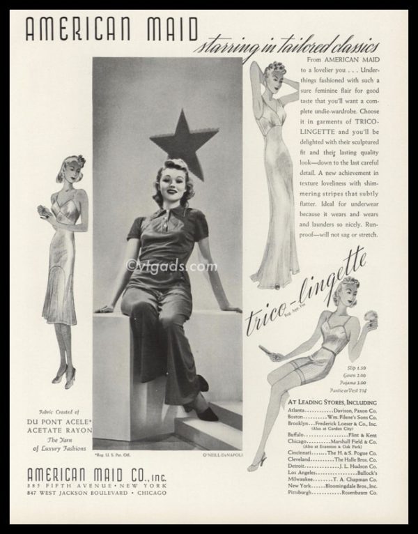 1938 American Maid Vintage Ad | Trico-Lingette Lingerie